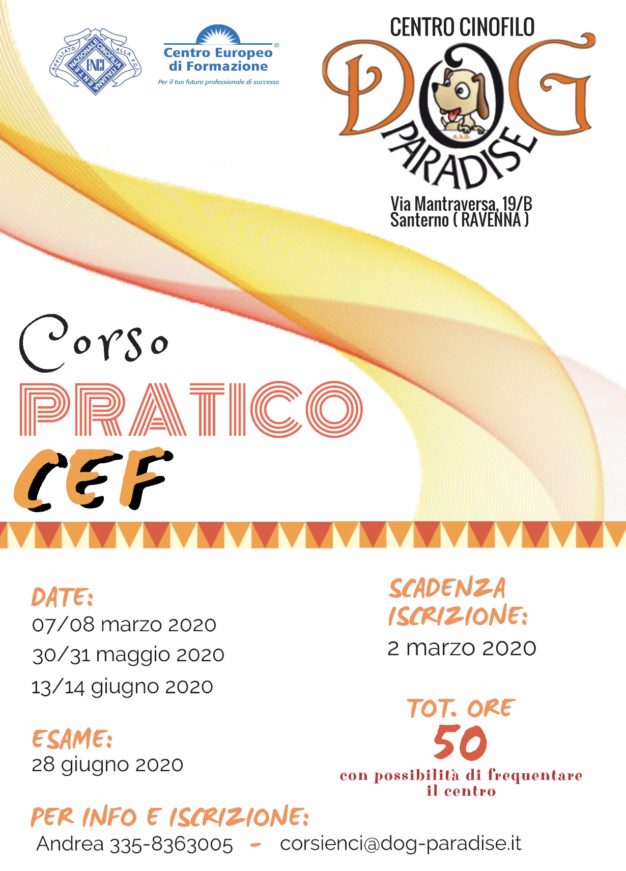 Dog Paradise - News - Corsi - Corso Pratico CEF - 2020 - Locandina Completa