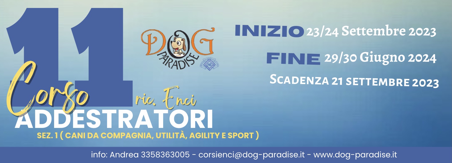 Dog Paradise - Corso ENCI - Corso Addestratori 2023 2024 - Intestazione